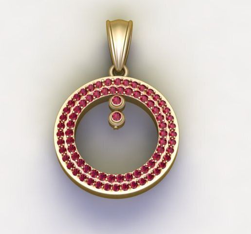 Ruby Circle Gold Pendant