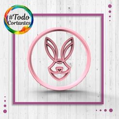4069-Stamp-cara-conejo-geométrico-6cm.46.jpg STL file Geometric rabbit cutter・3D print design to download