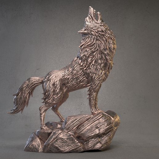 Howling Wolf Statue 3D Model