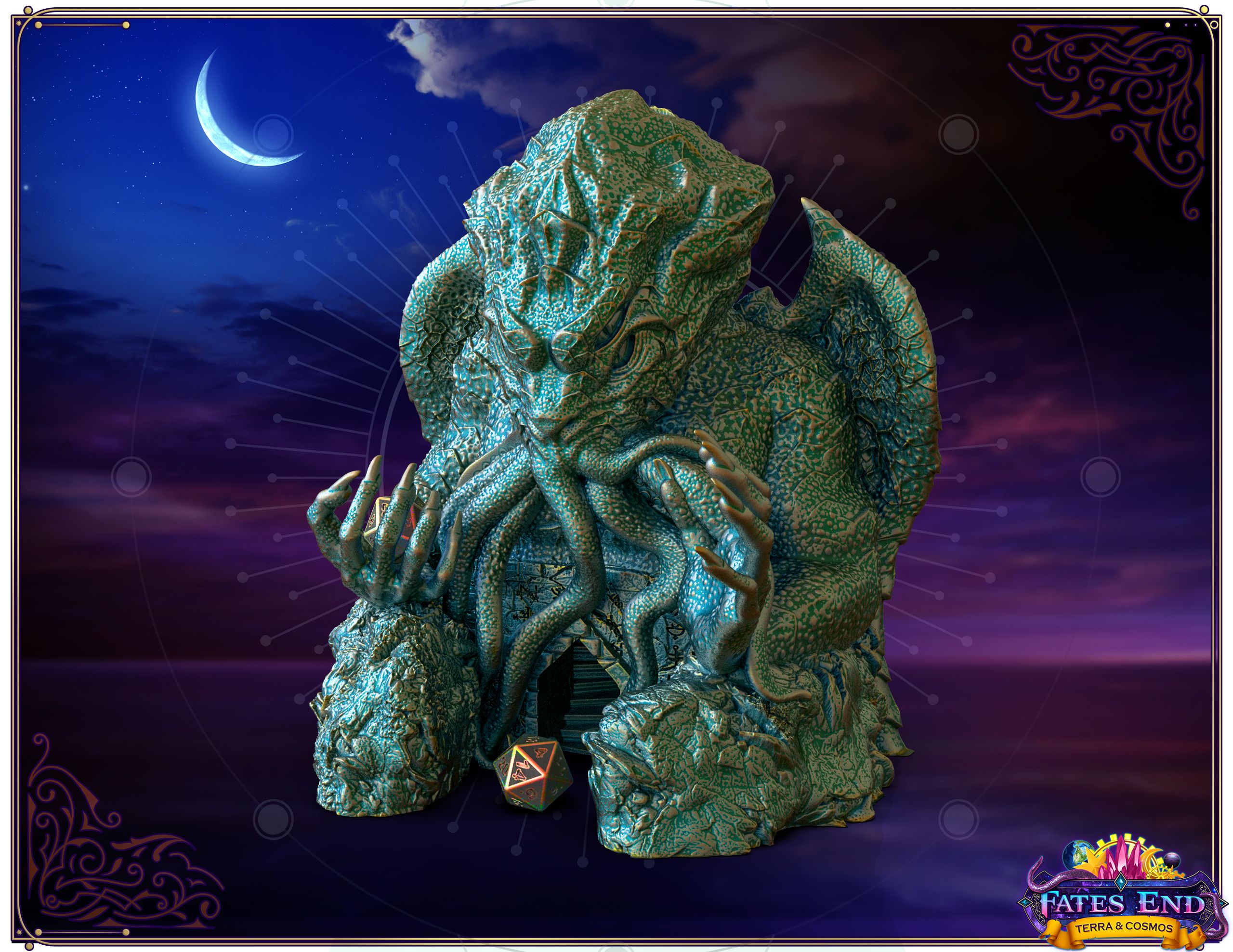 03_Cthulhu_RENDER.jpg 3D file Cthulhu Dice Tower - SUPPORT FREE!・3D print design to download, Kimbolt