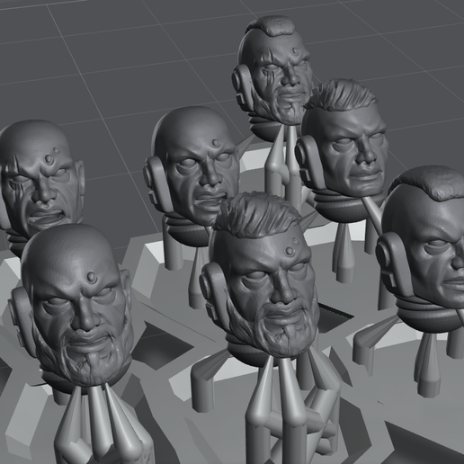 Space Soldier Heads No Helmet