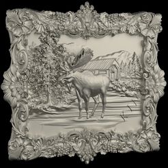 THE-MOOSE.jpg Free STL file Moose Forest for CNC, 3D STL Model, Cnc Router Engraver, Artcam, Aspire, CNC files, Wood, Art, Wall Decor, V-Carve・Model to download and 3D print