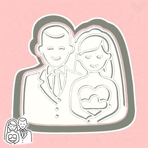 Wedding Day cookie cutters - bride & groom (portrait) (style 3)