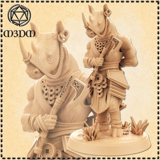 Rhinofolk Female Barbarian (Casual) 3D model