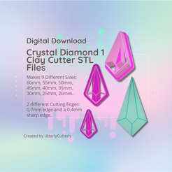 Cover-7.png Fichier STL Clay Cutter STL File Crystal Diamond 1 - Earring Digital File Download- 9 sizes and 2 Cutter Versions, cookie cutter・Plan pour impression 3D à télécharger