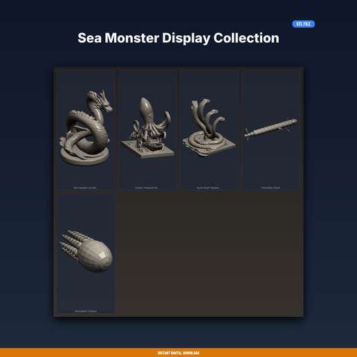 Sea Monster Display Collection - 5-Model STL Bundle