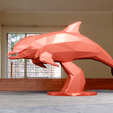 dolphine-body-low-poly-1.png Dolphin swimming statue low poly stl 3d print file