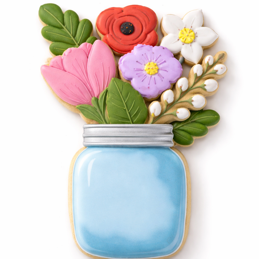 Flower Bouquet Cookie Cutter Set – Jar Vase Cookies, Spring Floral Cutter STL