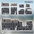 2.jpg Set of four damaged modern buildings with large access door and destroyed roofs (35) - Modern WW2 WW1 World War Diaroma Wargaming RPG Mini Hobby