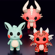 7.png Cute Dragon Character Pack | Chibi Fantasy Creatures | 3D Printable STL Models