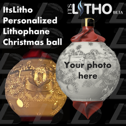 Vignette.png Archivo STL Bola de Navidad de litofán personalizada ItsLitho "Creamy"・Modelo imprimible en 3D para descargar