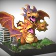 Ghidorah.786.jpg King Ghidorah -CHIBI VERSION -FANART- TOKUSATSU CARICATURE -3D PRINT MODEL