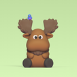 Cod1185-Moose-With-Bird-1.png 3D file Moose With Bird・3D print design to download