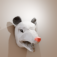 17.png opossum scream head wall mount low poly stl