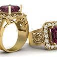 Render-3.jpg Luxury Filigiree Dimond Ring 3d Printable Model