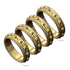 Stud-pyramid-Mid-split-Braided-sides-cigar-band-size6to9-00.jpg STL-Datei Geflochtenes Seil Seiten Nieten Band US Größen 6to9 3D-Druck Modell・Modell für 3D-Drucker zum Herunterladen