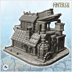 1-PREM.jpg STL file Steampunk workshop with gears and bellows machines outdoors (3) - Future Sci-Fi SF Post apocalyptic Tabletop Scifi Wargaming Planetary exploration RPG Terrain・3D printer design to download