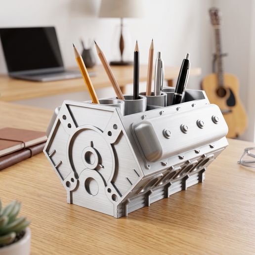 V8 Engine Block Pen Holder & Organizer
