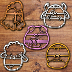 Todo.png STL-Datei Farm animals cookie cutter set herunterladen • Objekt für 3D-Drucker, davidruizo