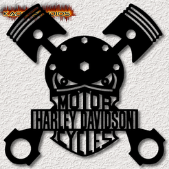 project_20230928_1416099-01.png Файл STL Настенное искусство Harley Davidson Motor Cycles Настенный декор Harley Davidson Черепа・Шаблон для 3D-печати для загрузки