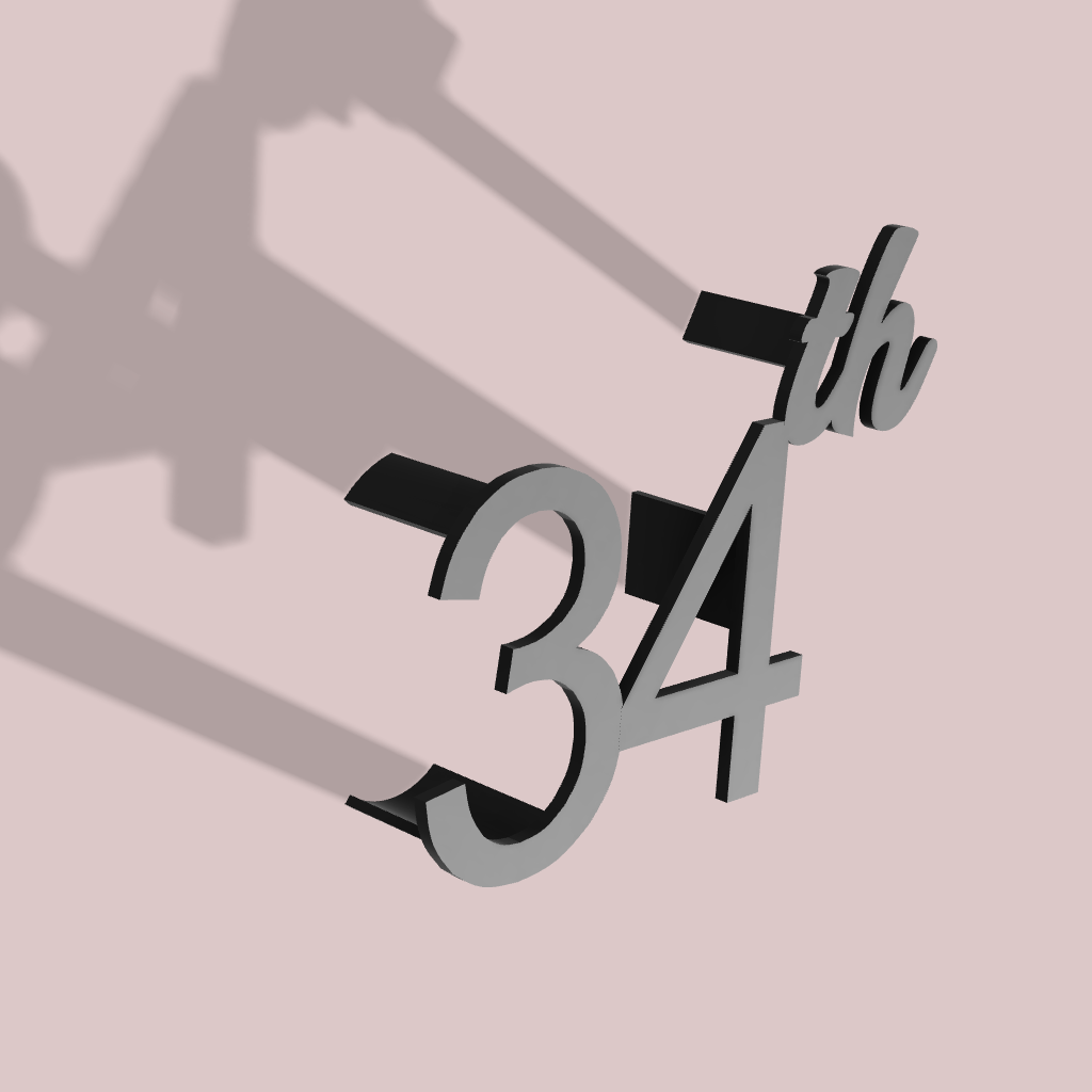 Free STL file cake topper - 34 th・Template to download and 3D print・Cults