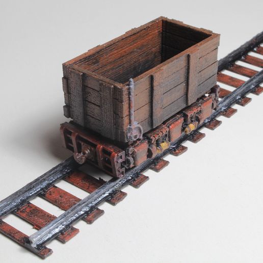 MineTrolley-FDM1.jpg 28mm Maßstab Tabletop Gaming Mine Trolley - feste Räder