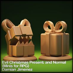 Regalo 1.JPG STL file Evil Christmas Present Miniature for tabletop RPG・Model to download and 3D print