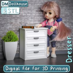Vinetka_NEW_Dresser.jpg Dollhouse Dresser with 4 drawers 1:12 scale