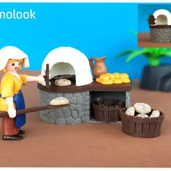 s-l1600.jpg Archivo STL HORNO LEÑA PAN MEDIEVAL BELEN ESCALA FIGURAS PLAYMOBIL・Plan para descargar y imprimir en 3D