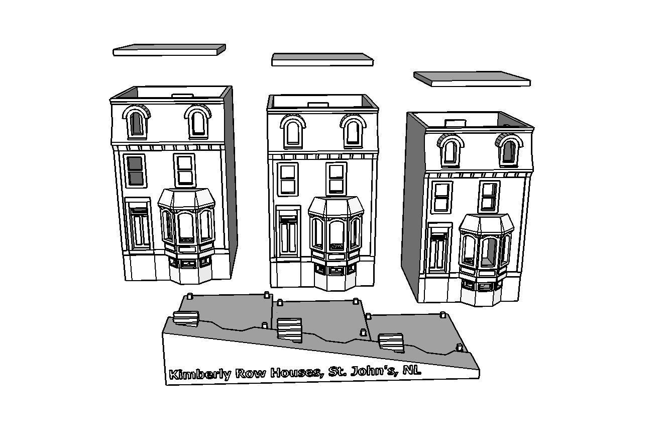 Kimberly Row Assembly.JPG Fichier 3D PREMIUM N Scale Newfoundland Row Houses (maisons en rangée de Terre-Neuve)・Plan à imprimer en 3D à télécharger, MFouillard