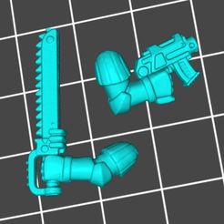 Chainsword-and-Bolt-Pistol-Arms.jpg STL file Oldhammer Marine Arms with Chainsword and Bolt Pistol・Design to download and 3D print
