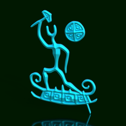 AVII-Devil.png Viking Sculpture - Thor on Ship with Mjolnir - Power and Divine Crossing.
