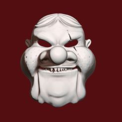1.jpg Fichier STL Pops le clown Masque d'Halloween effrayant・Modèle pour impression 3D à télécharger