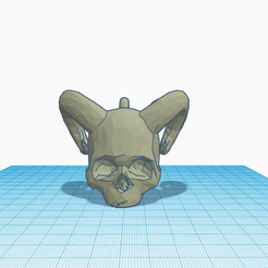 craneo_cuernos-4.png Free STL file Skull with horns and ring for key ring・Object to download and to 3D print