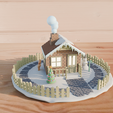 scene3.png 圣诞场景与细节。姜饼人、圣诞树、雪人、圣诞屋、雪、路径、栅栏、节日。