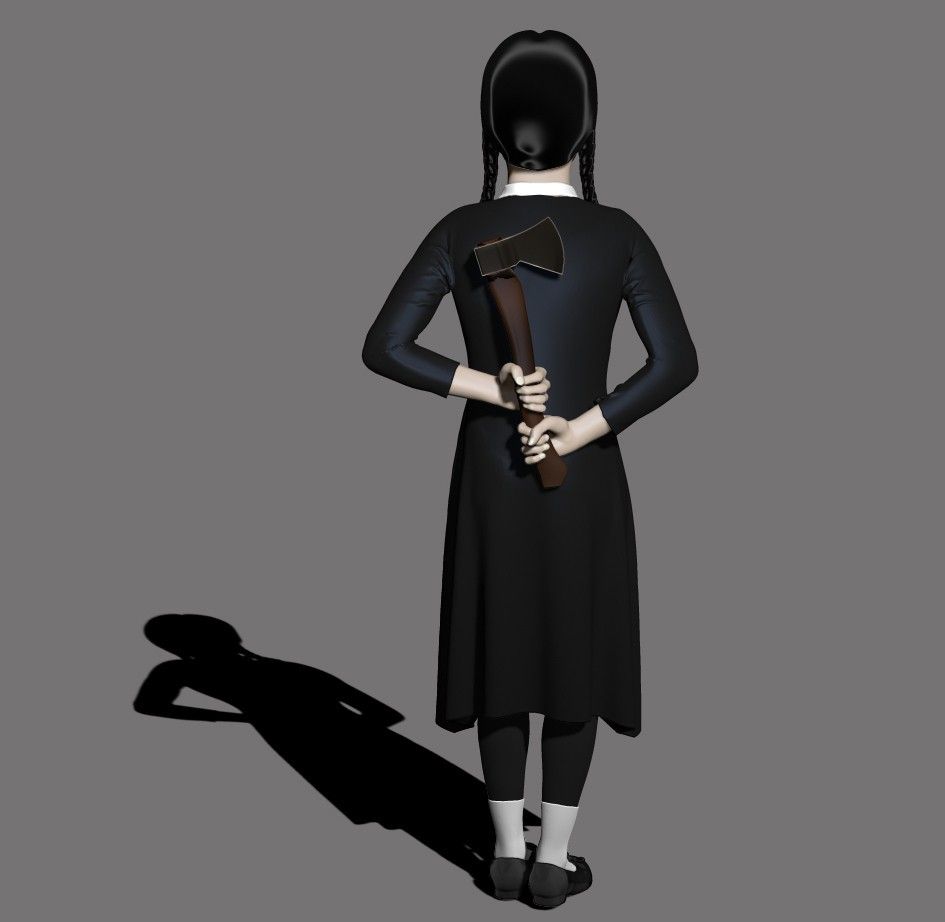 002.jpg Fichier OBJ Mercredi Addams - Wednesday Addams・Design pour imprimante 3D à télécharger, Snorri