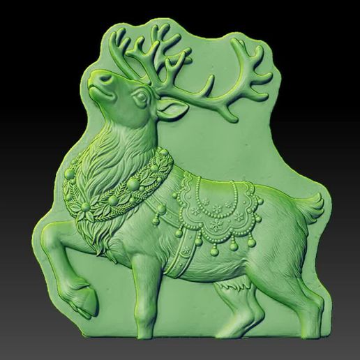 Ornate Festive Reindeer Relief STL | Deep & Shallow Set