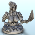 115.png Woman bust with sword and hair in bun (20) - Medieval Fantasy Magic Feudal Old Archaic Saga 28mm 15mm