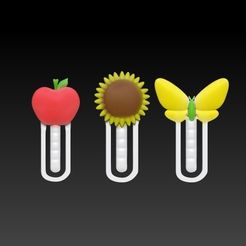 ZBrush-Document.jpg STL-Datei Apfel-Schmetterling-Sonnenblumen-Clips・3D-Druckvorlage zum Herunterladen