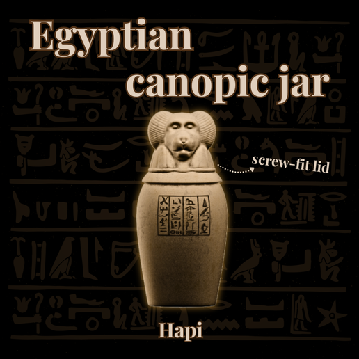 🫙 Canopic Jar — Hapi (baboon lid)・ STL File for 3D printing・Cults