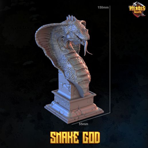 Snake God Bust – Cobra Serpent Deity – 150mm Pre-Supported Collectible STL
