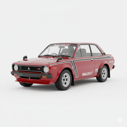Mitsubishi Lancer 1600 GSR car 3D, diorama, pickup, JDM, car model, muscle car, drift car, race car, hypercar, automobile, truck, SUV, car, sports car, supercar, vintage car, garage, vehicle, classic car, car STL