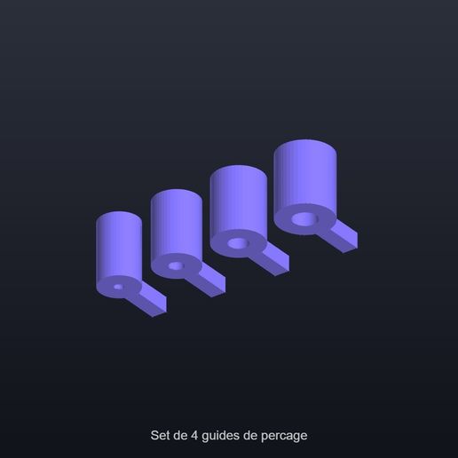 GRATUIT - Set de 4 guides de percage 4 6 8 10mm - Perceuse droite 3D model