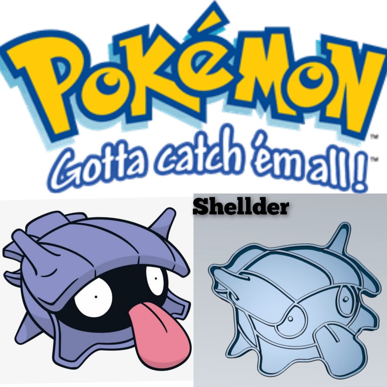 Shellder Cookies STL file Amazing Pokemon Shellder Cookie Cutter Stamp Cake Decorating ...