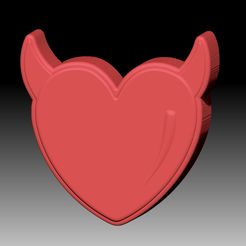 HeartWithHorns.jpg Archivo STL CORAZÓN CON CUERNOS CHAMPÚ SÓLIDO Y MOLDE PARA BOMBA DE JABÓN・Objeto imprimible en 3D para descargar