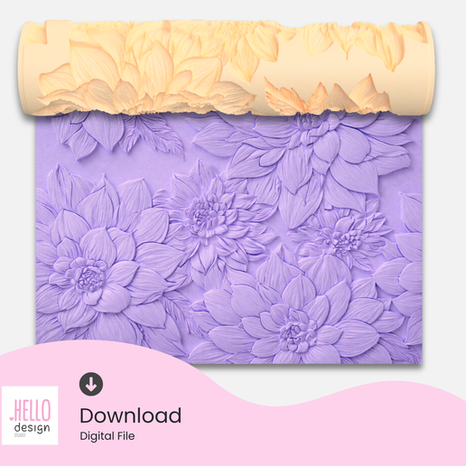 Dahlia Flower Texture Roller STL – Floral Pattern for Polymer Clay & Pottery