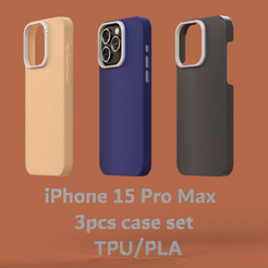 TITLE2.png STL file iPhone 15 pro max 3pcs case set TPU/PLA + lens protector・3D printable model to download