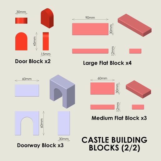 🏰 Castle Building Blocks・ OBJ File for 3D printing・Cults