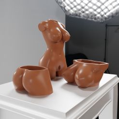 Body-planter-pot.jpg STL file 3D print Pot, Boob & Bum Vase, Body planter pot, Succulent plant pot・Design to download and 3D print
