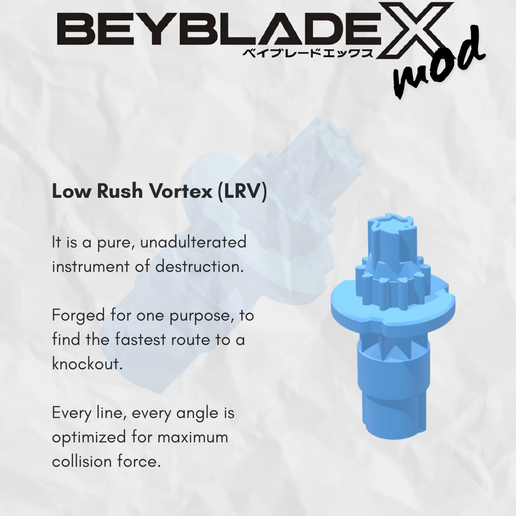 Beyblade X Bit Mod Low Rush Vortex LRV 3D model